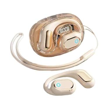 Imagem de Fone de ouvido sem fio aberto, com corda pendurada, fone de ouvido com gancho, para esportes, corrida, bateria de longa duração, display de energia led,Yellow