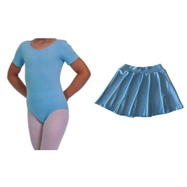 Imagem de Kit Collant Body Manga Curta e Saia Com Cós - Balé Intantil - Mademois