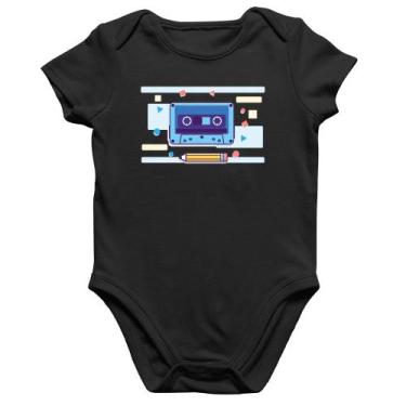 Imagem de Body Bebê Algodão Fita Cassete - Foca na Moda, Preto, GG