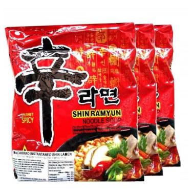 Imagem de Lamen Coreano Shin Ramyun Picante 100gr Nongshim - Kit com 3 - Nong Sh