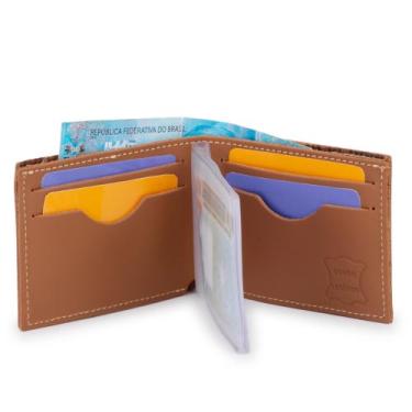 Imagem de Carteira Masculina Simples Em Couro Envio Imediato - Use Young, Carame