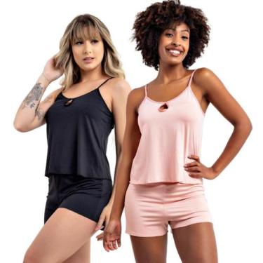 Imagem de Kit 2 Short Doll Feminino Pijama de Dormir Curto Mulher Viére, P, Rosa