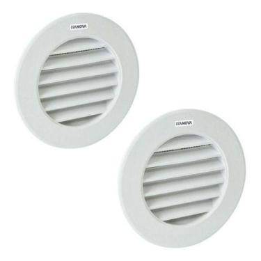 Imagem de Kit 2 Grades De Ventilação Plástica 100mm  Branca Exaustor - ITANOVA