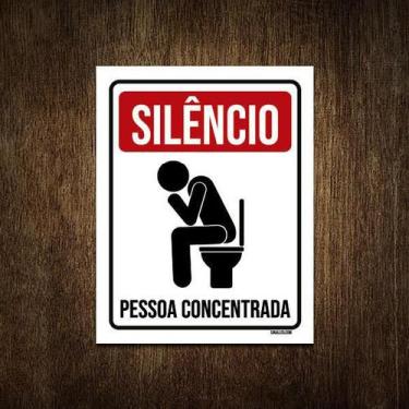 Imagem de Placa Decorativa - Silêncio Pessoa Concentrada 18X23 - Sinalizo.Com