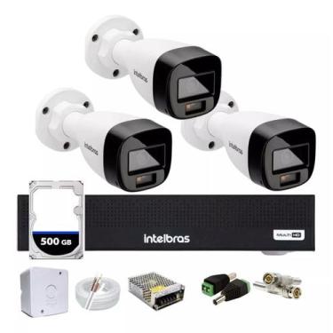 Imagem de Kit 3 Cameras de Seguranca Intelbras 3220 Full Color C/ Audio, Dvr 4ch