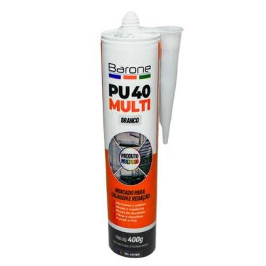 Imagem de Silicone PU40 Branco Adesivo Cola Vedação Barone 400g Multiuso