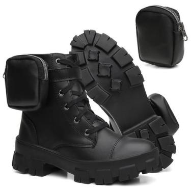 Imagem de Bota Coturno Feminino Tratorada Tendência Blogueiras Bolsos - Lorenzzo