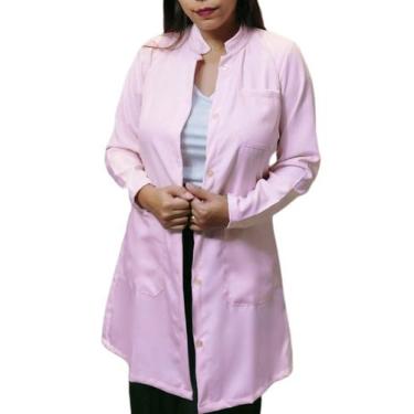 Imagem de Jaleco feminino gola padre manga longa bordado frente - CARMONI, Rosa-