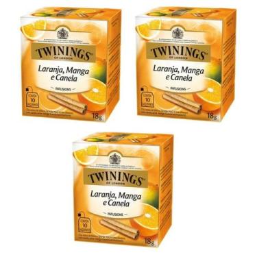 Imagem de 3 twinings of london laranja manga e canela 18g 10 saquinhos