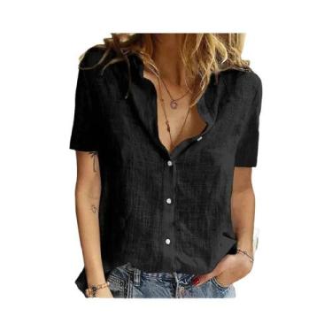 Imagem de Camisa Feminina Oversized Vintage Harajuku - Algodão e Linho - Manga C