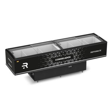 Imagem de Expositor Ilha Congelados Vanguard Top 3,00m 4 Portas Vidro Semi Curvo Eivt3000 220V