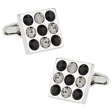 Imagem de Placa de Bingo Crystal Cufflinks Diamante e Jato Preto