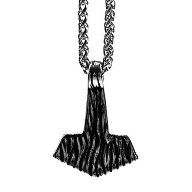 Imagem de LANGHONG Colar nórdico viking de aço inoxidável Mjolnir Thor martelo colar joia talismã, presentes viking para homens, 31X43, Aço inoxidável, Sem Pedra Preciosa