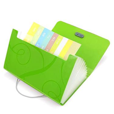 Imagem de EKIND Pasta portátil expansível de 7 x 4,5 polegadas, organizador de arquivos de acordeão de 13 bolsos, carteira de plástico A6 para cartões, cupons, recibos, item de imposto, mini pastas expansíveis, 1pcs, Green