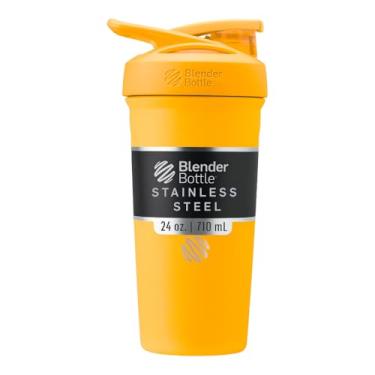 Imagem de BlenderBottle BlenderBottle Garrafa de água Strada de aço inoxidável térmica, copo agitador com batedor de arame, 700 ml, manga