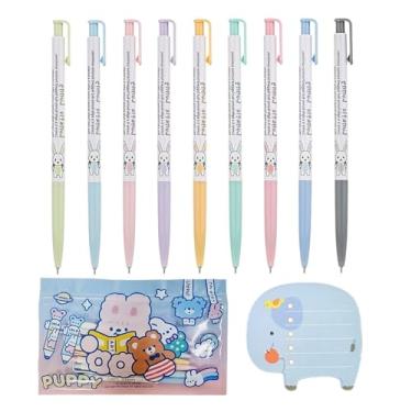 Imagem de JOKUNA Xeno Caneta esferográfica fina fofa de 0,38 mm, 9 cores sortidas, canetas coloridas de ponta extra fina e adesivos em bolsa, feita na Coreia