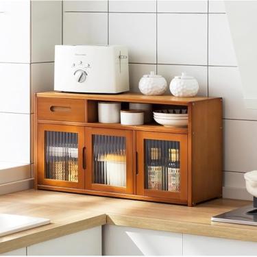 Imagem de Armário de armazenamento de mesa de cozinha armário de cozinha aparador bancada armário de armazenamento rack de cozinha armário de armazenamento de pratos multicamadas rack de armazenamento de