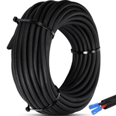 Imagem de Sasylvia Protetor de cabo de tear de fio dividido tubo protetor de conduíte dividido tubo complicado capa de fio elétrico flexível mangas protetoras (4 cm x 6 m, preto)