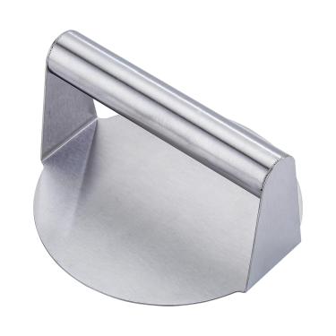 Imagem de Warbriie Prensa de hambúrguer de aço inoxidável, ferramenta trituradora de hambúrguer para grelha, kit de acessórios profissionais para grelhar, esmagador redondo de 14 cm, prensa antiaderente para