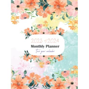 Imagem de 2023-2024 Monthly Planner two year calendar: Two year monthly planner 2023-2024 Large print 24 monthly Calendar and Organizer with Federal Holidays and Moon Phases Calendar Vintage floral cover