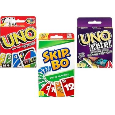 Imagem de Mattel Uno, Flip and Skip-Bo Card Game, Combo Pack of 3