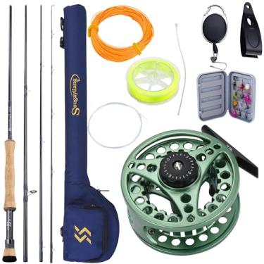 Imagem de Sougayilang Vara de Pesca com Mosca E Carretel, Vara de Pesca com Mosca de 5/6 de Peso E 9 Pés, Vara de Grafite de 4 Peças, Carretel de Alumínio Fundido, Estojo de Transporte, Caixa de Mosca E Kit Ini