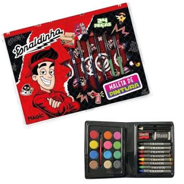 Imagem de KIT Escolar Infantil Maleta Estojo De Pintura - Canetinhas - Aquarela 24 Pçs (24Pç Enaldin)