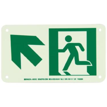 Imagem de Brady Placa de alumínio 81912 BradyGlo de alumínio de alta intensidade que brilha no escuro - Aprovada pela NYC, 12,7 cm x 7,6 cm, legenda "Running Man Picto Only (W/Left Up Arrow)"