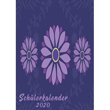 Imagem de Schülerkalender 2020: Wochenplaner zum notieren, organisieren und planen DIN A4. Kalender/Terminkalender/Monats- / Tagesübersicht/Kontakt- / ... listen/Design : Blumen Retro Bunt Pastell