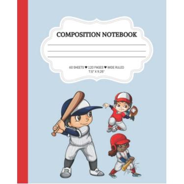 Imagem de Baseball Composition Notebook,Wide Ruled, Blank Lined: Funny Baseball Book Gift For Baseball Fans Girls & Boys, Students and Teachers with Cute Blue ... Wide Ruled, Blank Lined. Back to School Gift
