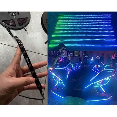 Imagem de IP65 LED totalmente colorido/fumê / fita PCB preta 10 peças 1,98 m 2 metros Dream Color Chasing Flow Tiras de luz iluminadas para todas as motocicletas Polaris Slingshot Ryler 2023