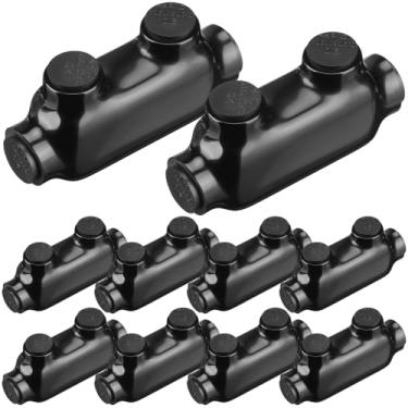 Imagem de Copkim Conectores de Fio Isolados de 10 Unidades Conector de Emenda Preta Conector de Múltiplos Cabos de 2 Portas Terminais de Solda Conectores de Cabo de Entrada Dupla Lateral com Inibidor de Óxido(F