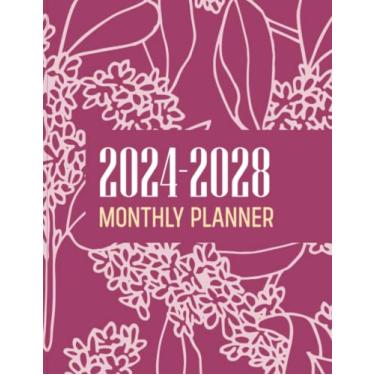 Imagem de Pink Flower Cover 2024-2028 Monthly Planner 5 Year: 60 Months January 2024 to December 2028 Agenda Organizer Schedule .Large Size 8,5x11