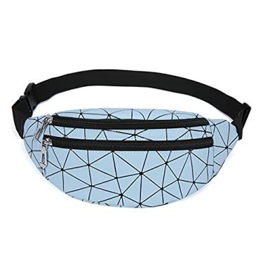 Imagem de Bolsa de cintura para mulheres e homens holográficos bolsa de com cinto ajustável (azul claro)