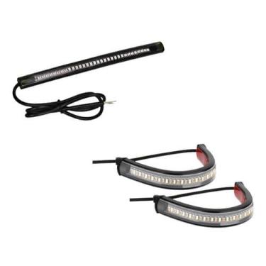 Imagem de Luz LED Sinalizadora para Moto, 4 Funções, 12V, Preta (Vermelho/Laranja | Esquerdo/Direito)