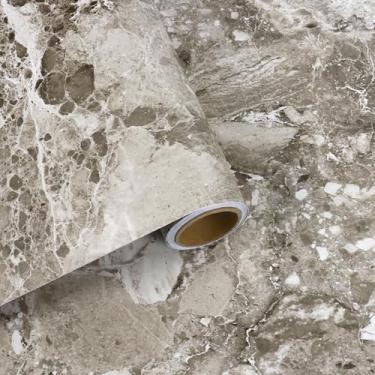 Imagem de VaryFloral Papel de contato de granito marrom claro para bancadas papel de parede de mármore autoadesivo fosco descasque e cole bancadas para cozinha envoltório de vinil de mármore pegajoso para mesa