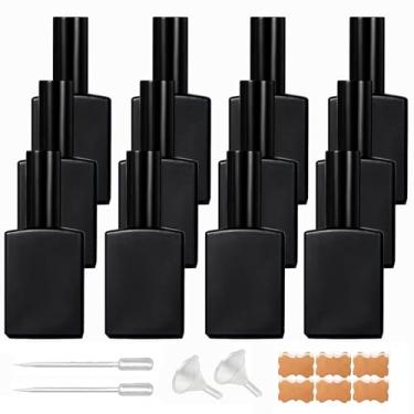 Imagem de BEGIKET Pacote Com 12 Frascos De Spray De Perfume De Vidro Quadrado Preto De 1 Oz, Frascos De Spray Atomizadores De Névoa Fina De 30 Ml/1 Oz Recarregáveis Para Perfume, Óleo Essencial E Líquido (Pre