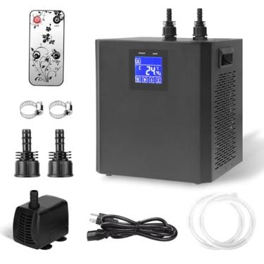 Imagem de Resfriador de aquário 79 Gal 1/3 HP, resfriador de mergulho a frio, resfriador de tanque de peixes, resfriador de água hidropônico para Axolotl, refrigerador de aquário com visor LED, tubo, bomba de
