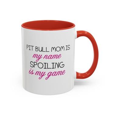 Imagem de Caneca de café Pit Bull Mom, presente para amantes de pitbull, caneca para pais de animais de estimação, presente exclusivo para mãe de cachorro, xícara de café engraçada para mães de animais de
