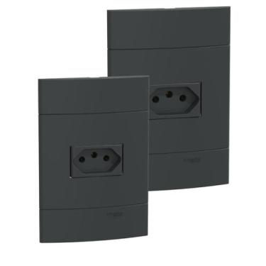 Imagem de Kit 2 conjunto de tomada 10a grafite up schneider