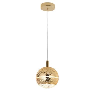 Imagem de Pendente Globo de Metal Dourado Cristal 15cm Led 8W 3000K Bivolt
