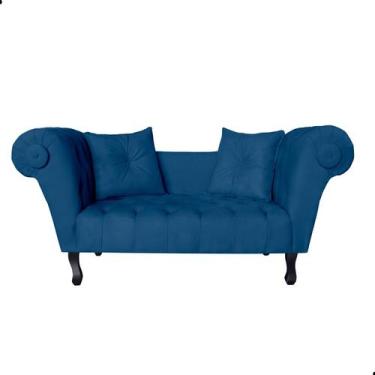 Imagem de Recamier Sofá Divã Namoradeira Dubai Suede - Fina Mobília, Azul Marinh