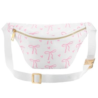 Imagem de Shyyween Shyyween Coquette pochete com laços cor-de-rosa, pochete de nylon, bolsas transversais para mulheres, aproveite festivais de esportes, treino, viagem, corrida, casual, bolsa para celular,
