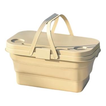 Imagem de Cesta de Piquenique Cesto Expansível para Praia passeio Camping(Cáqui)