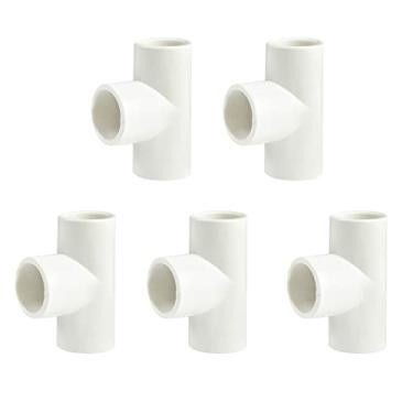 Imagem de FangKingNo 5 peças 1,25 polegadas 3 vias T cotovelo PVC acessórios acoplamento adaptador (Socket x Socket x Socket) Schedule 40 PVC, fácil de instalar e alta tensão para uso doméstico ou industrial