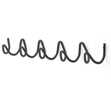 Imagem de Bumtosc Suporte de parede para cabideiro, ganchos de parede onda criativa capacidade de 20 kg, fácil instalação, ganchos multiuso para casaco, chapéu, bolsa, guarda-chuva (preto, 49 cm x 7,5 cm (19,29