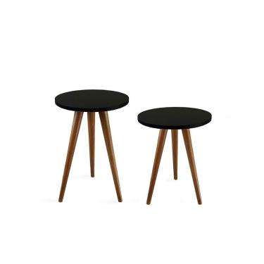 Imagem de Conjunto Médio Mesa Lateral De Canto Tripé Preto