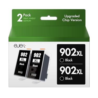 Imagem de ejet Cartucho de tinta 902XL 902 XL compatível com cartucho de tinta HP 902XL 902 XL para usar com OfficeJet Pro 6968 6978 6958 6962 6954 6960 6970 6979 6950 Bandeja de impressora (2 preto)