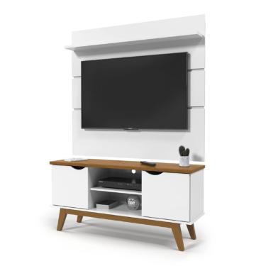Imagem de Conjunto Rack e Painel Prism para Tv de até 46 Branco Cumaru Patrimar