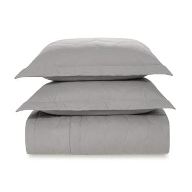 Imagem de Karsten Jogo de Colcha com Porta-Travesseiro Tom Titânio King 100% Algodão 200 Fios 3 peças